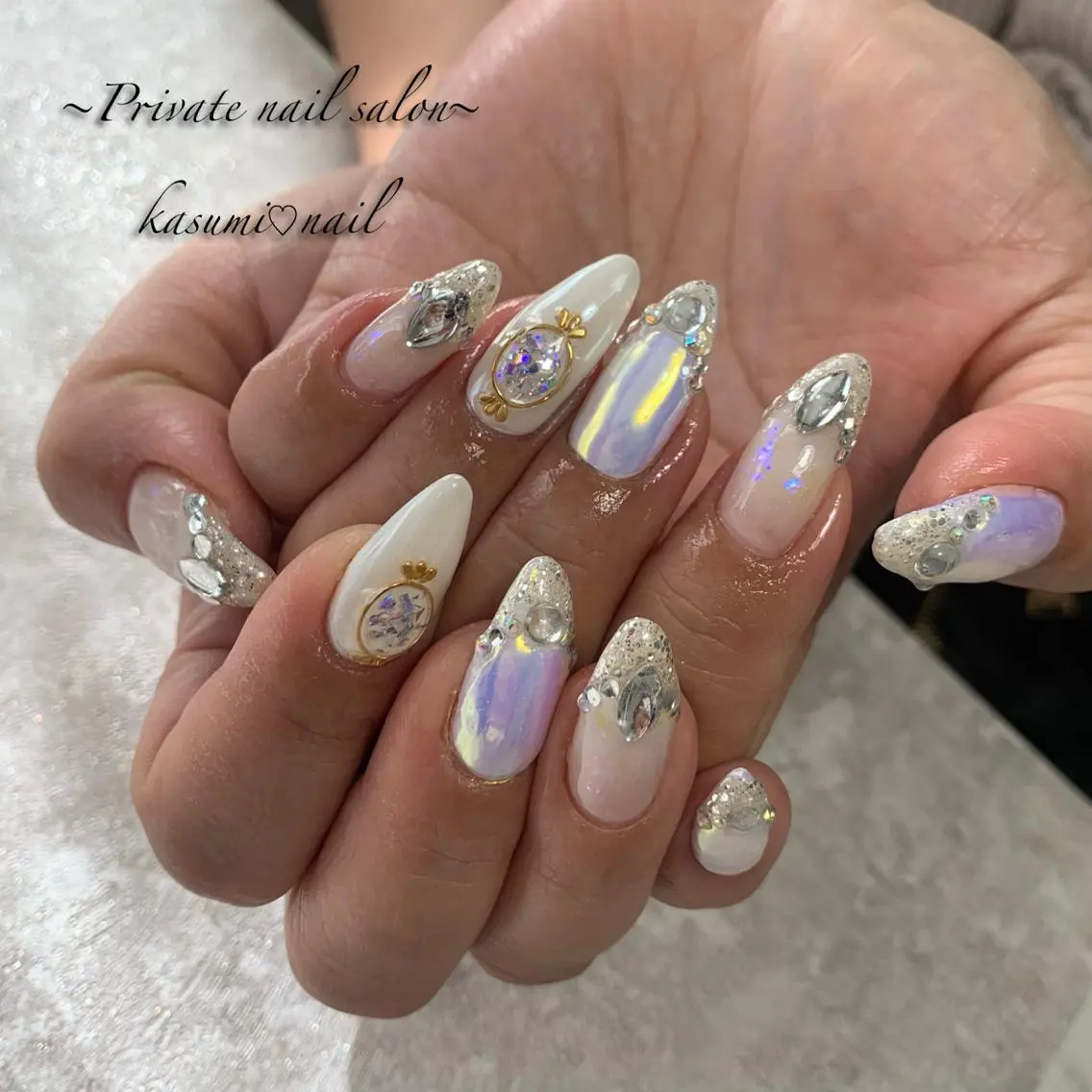 ネイル ロングネイル ミラーネイル ニュアンスネイル KASUMI♡ Nailのネイルデザイン