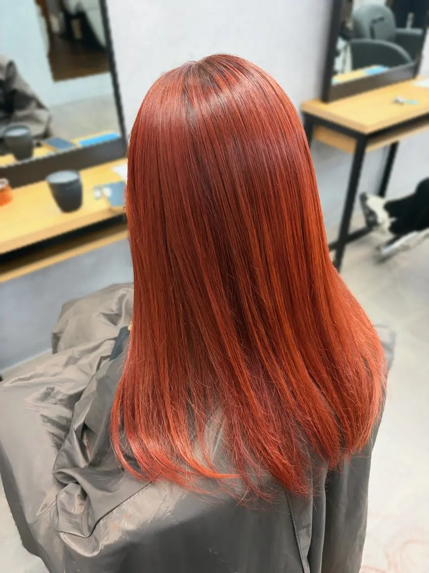 カラー ブリーチ ブリーチなしカラー オレンジ ヘアカラー 🪡 KIMU🪡🎀のヘアスタイル