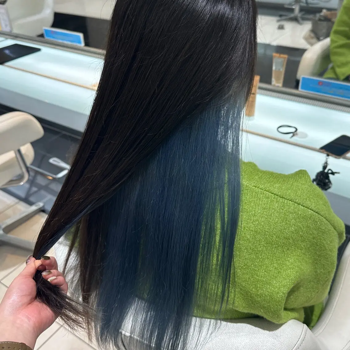 ロング カラー ブルーカラー ダークグレー インナーカラー 🌷レイヤーカット/ 透明感カラー🌷増田のヘアスタイル