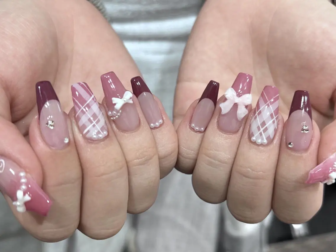 ネイル 長さ出し グラデーション 卒業式 キラキラネイル マグネットネイル YUNA Belle Nail 池袋のネイルデザイン