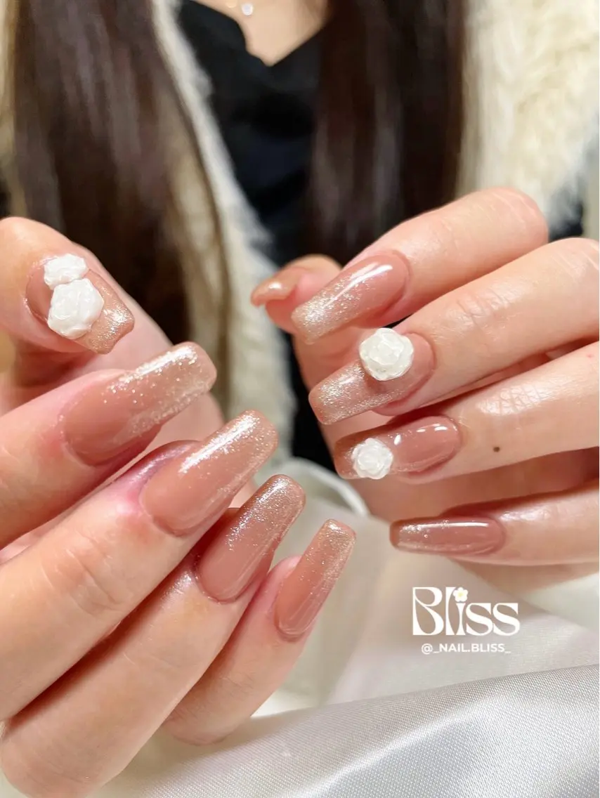ネイル ブラウン ラメ(グリッター) ラメグラデーション ハンドネイル NAIL BLISSのネイルデザイン