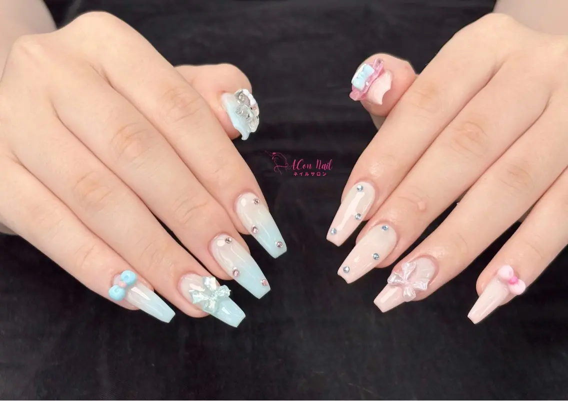 ネイル 桜ネイル 長さ出し フラワーネイル フレンチネイル ジェルネイル ハンドネイル ACon NailSalonのネイルデザイン