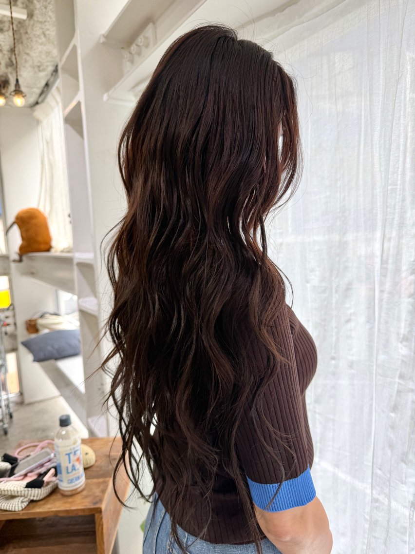 ロング 編み込みエクステ エクステ ロング エクステ makoto 池袋 カット 縮毛矯正のヘアスタイル