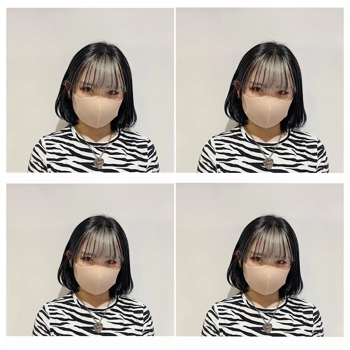 セミロング カラー ヘアアレンジ ブリーチ シルバー 竹内啓太 ボブのヘアスタイル