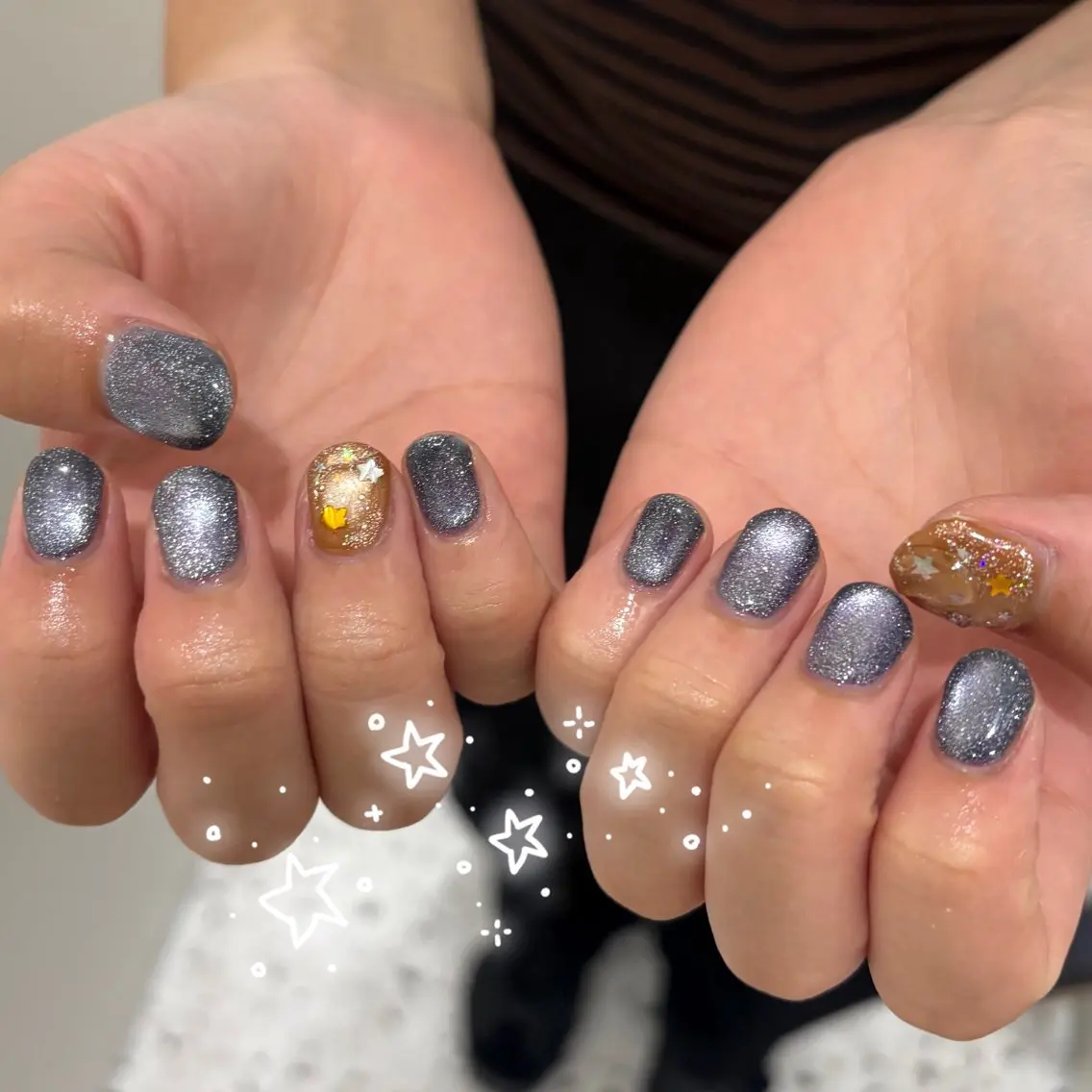 ネイル マグネットネイル メンズネイル ニュアンスネイル ワンカラーネイル シンプルネイル ハンドネイル あいり/ NailLife金山のネイルデザイン