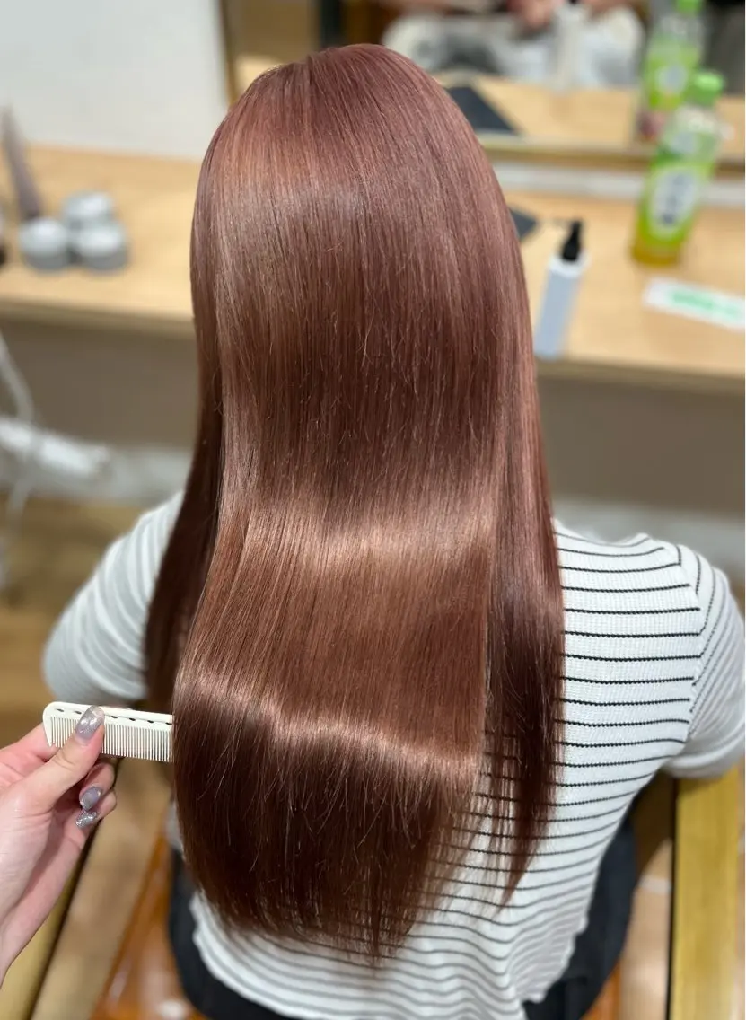 ロング カラー ブリーチ ブラウンカラー ピンクカラー ピンクブラウン °ʚnanakaɞ° 🩵etoile🪽のヘアスタイル