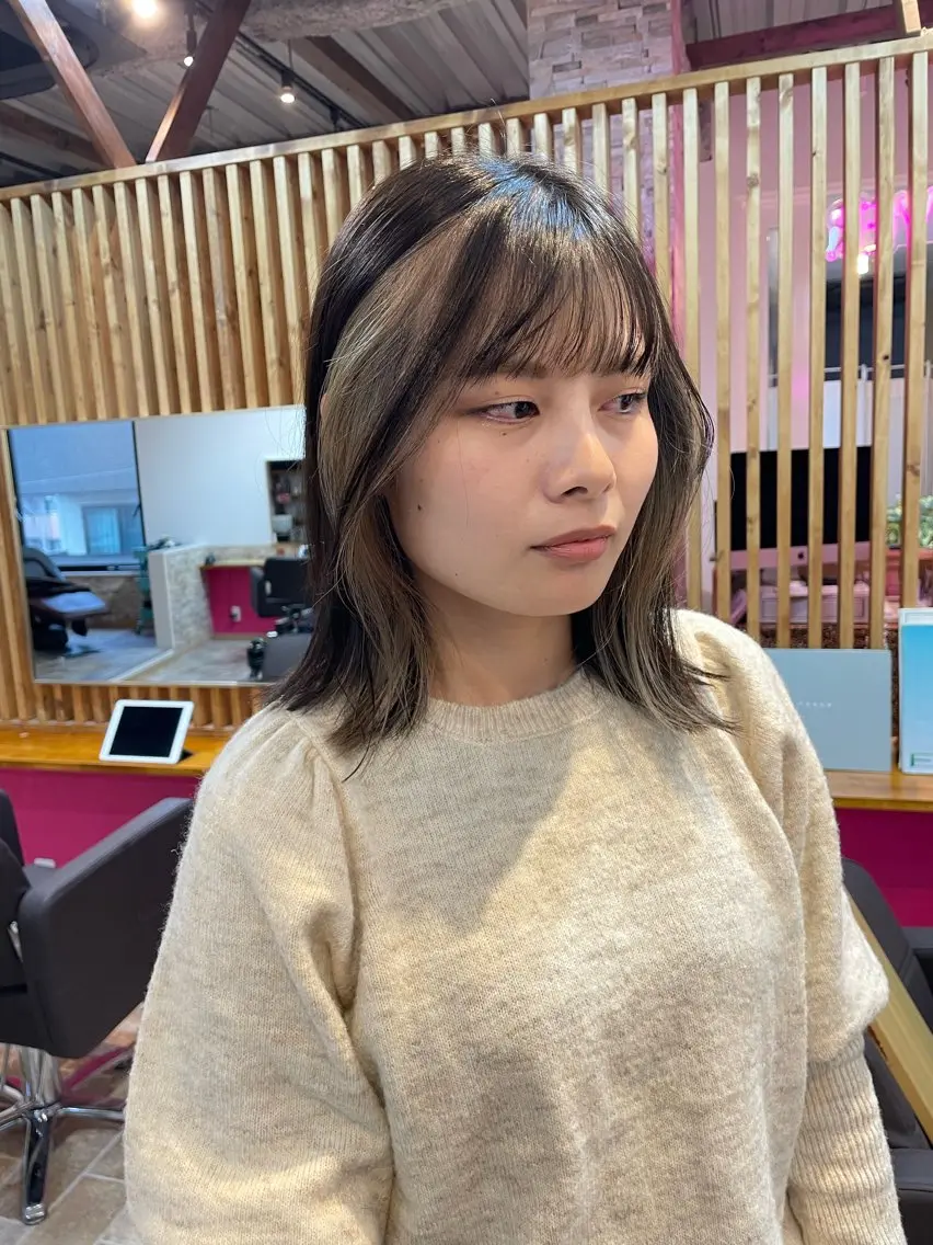 ミディアム カラー ブリーチ インナーカラー カット ヘアカラー トリートメント YUI/ ブリーチカラー🌷のヘアスタイル