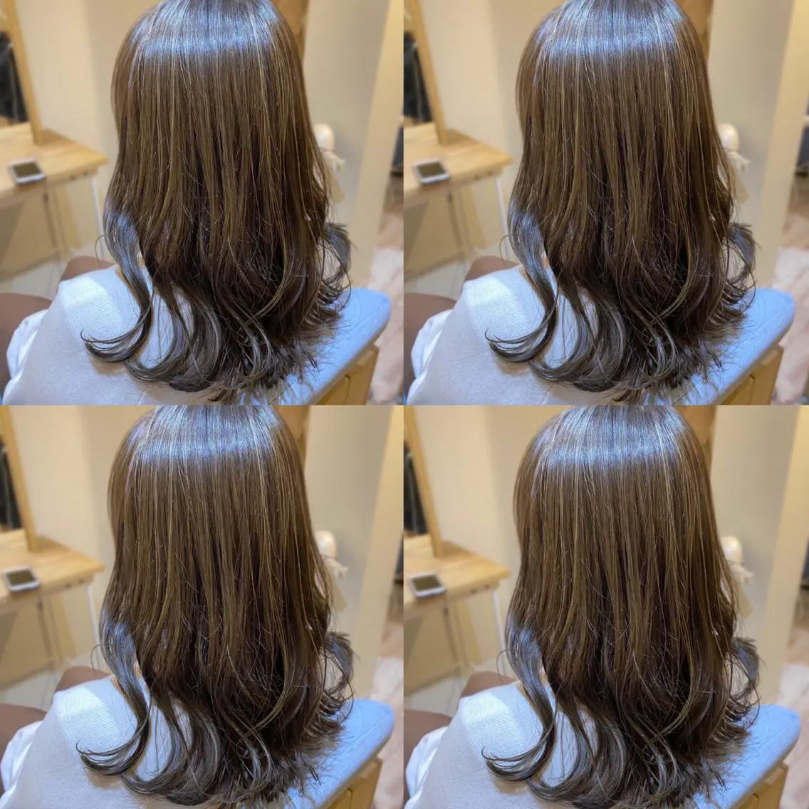 セミロング カラー 金島 青のヘアスタイル