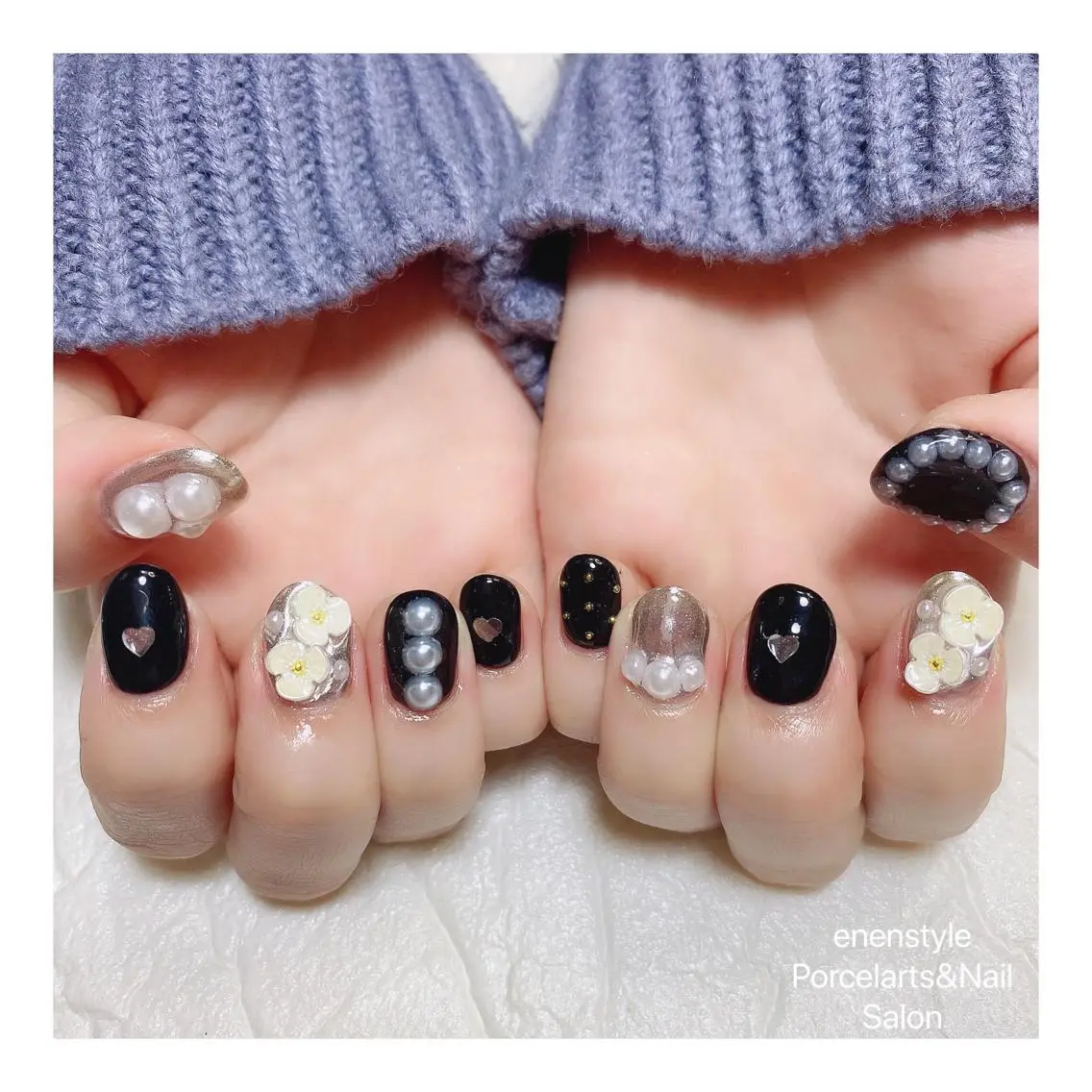 ミディアム ネイル ハンドネイル 🐾enen style 🐾のネイルデザイン