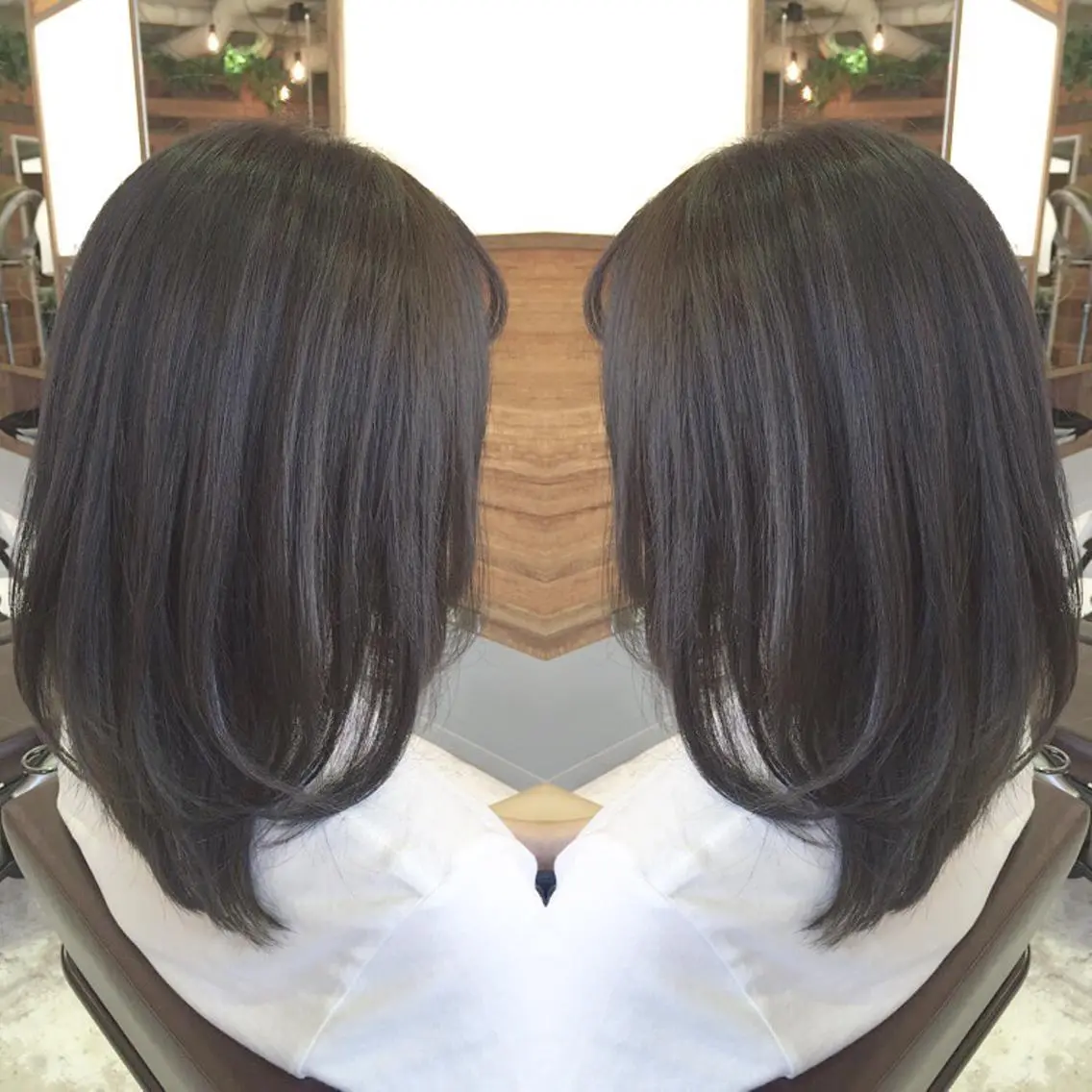 ミディアム セミロング カラー グレージュ イルミナカラー 青木 茂樹⭐️ 透明感カラーのヘアスタイル