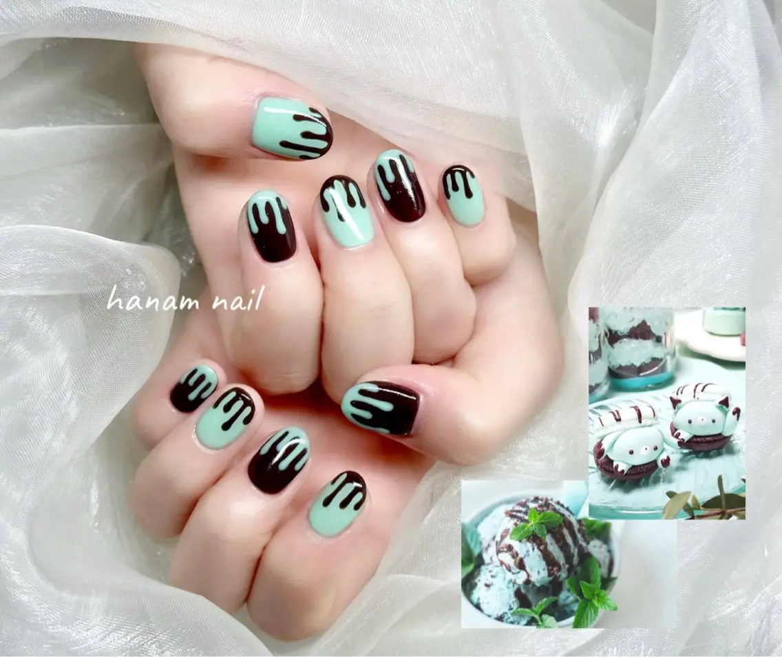 ネイル ハンドネイル hanam nail 🌿🩵ハナムネイルのネイルデザイン