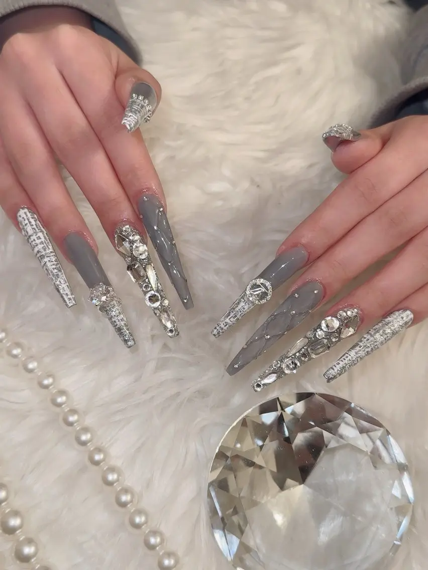 ネイル ロングネイル スカルプネイル ツイードネイル nail salon azuのネイルデザイン