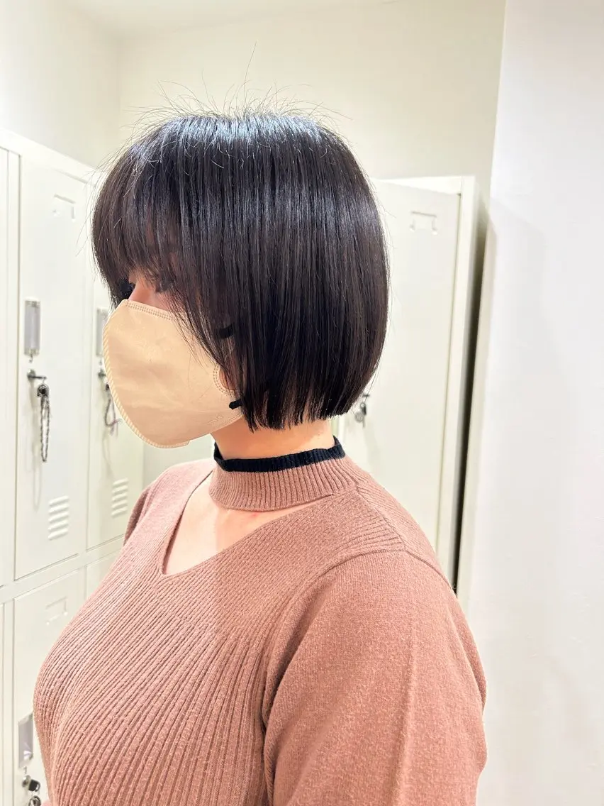 ショート ボブ 顔まわりレイヤー レイヤーカット カット ヘアカラー トリートメント ボブ/ハイトーン 福生Radix 下田のヘアスタイル