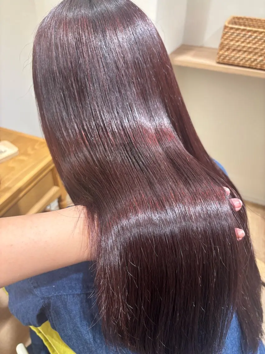 ロング カラー ラベンダーカラー ラベンダーピンク ピンクカラー ヘアカラー トリートメント ヘッドスパ RINNO🌷透明感 カラー/髪質改善のヘアスタイル