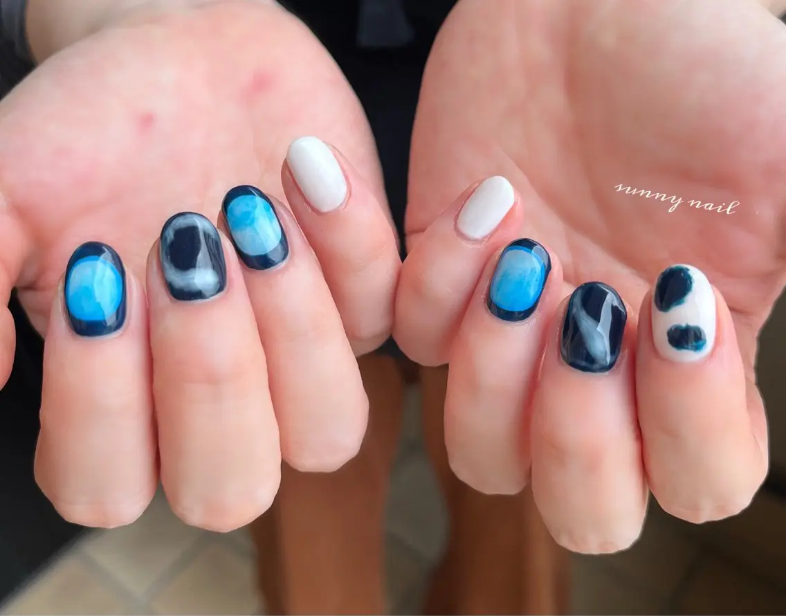 ネイル ジェルネイル ネイビー パラジェル sunny nailのネイルデザイン