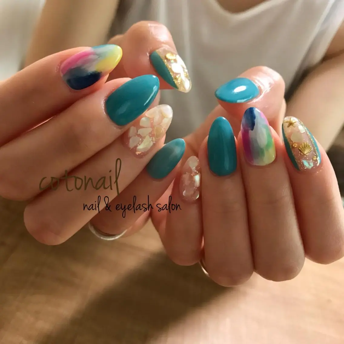 セミロング ネイル アートネイル ハンドネイル ツメトマツゲ .のネイルデザイン