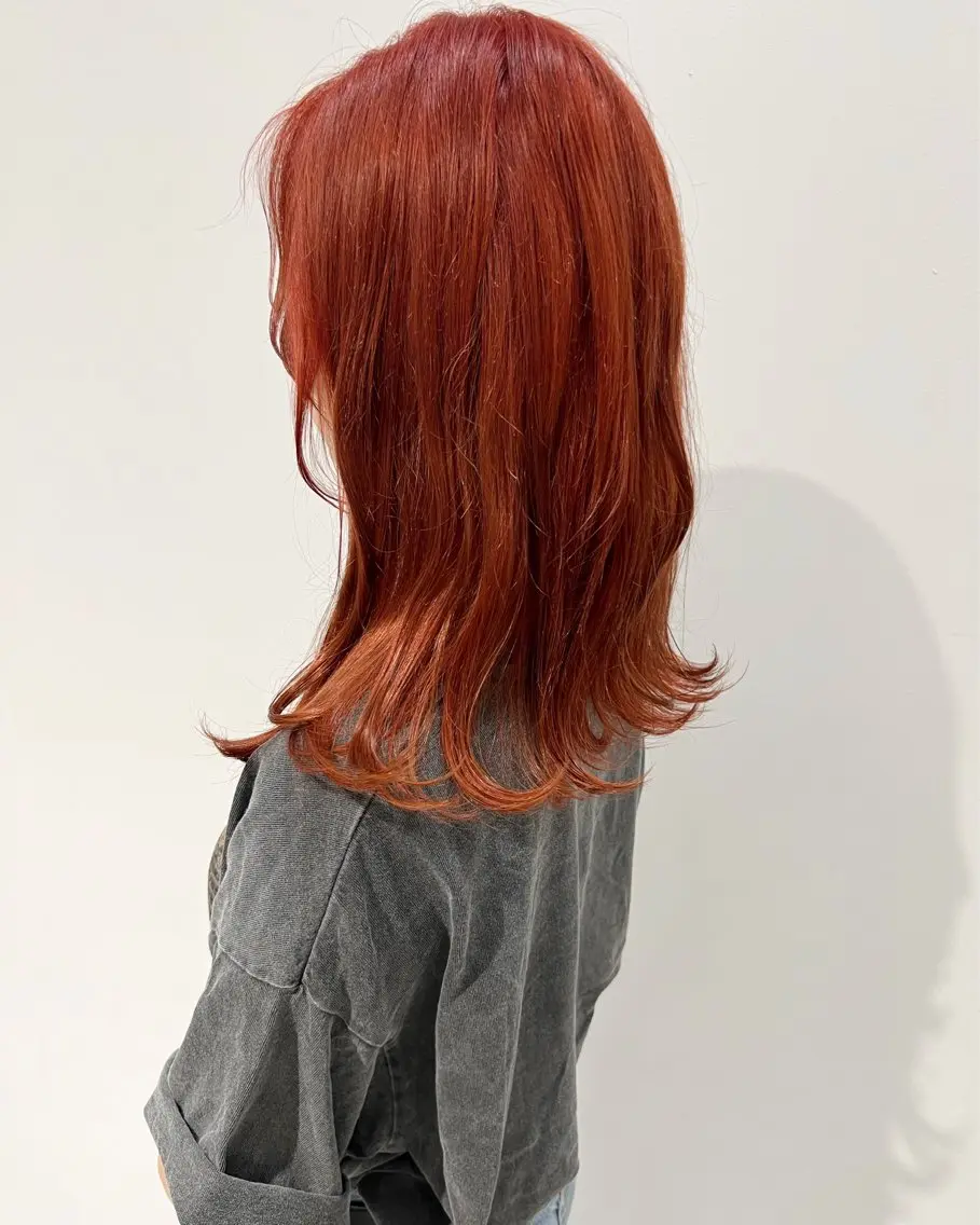 セミロング カラー オレンジ ヘアカラー WATANABE MISAKIのヘアスタイル