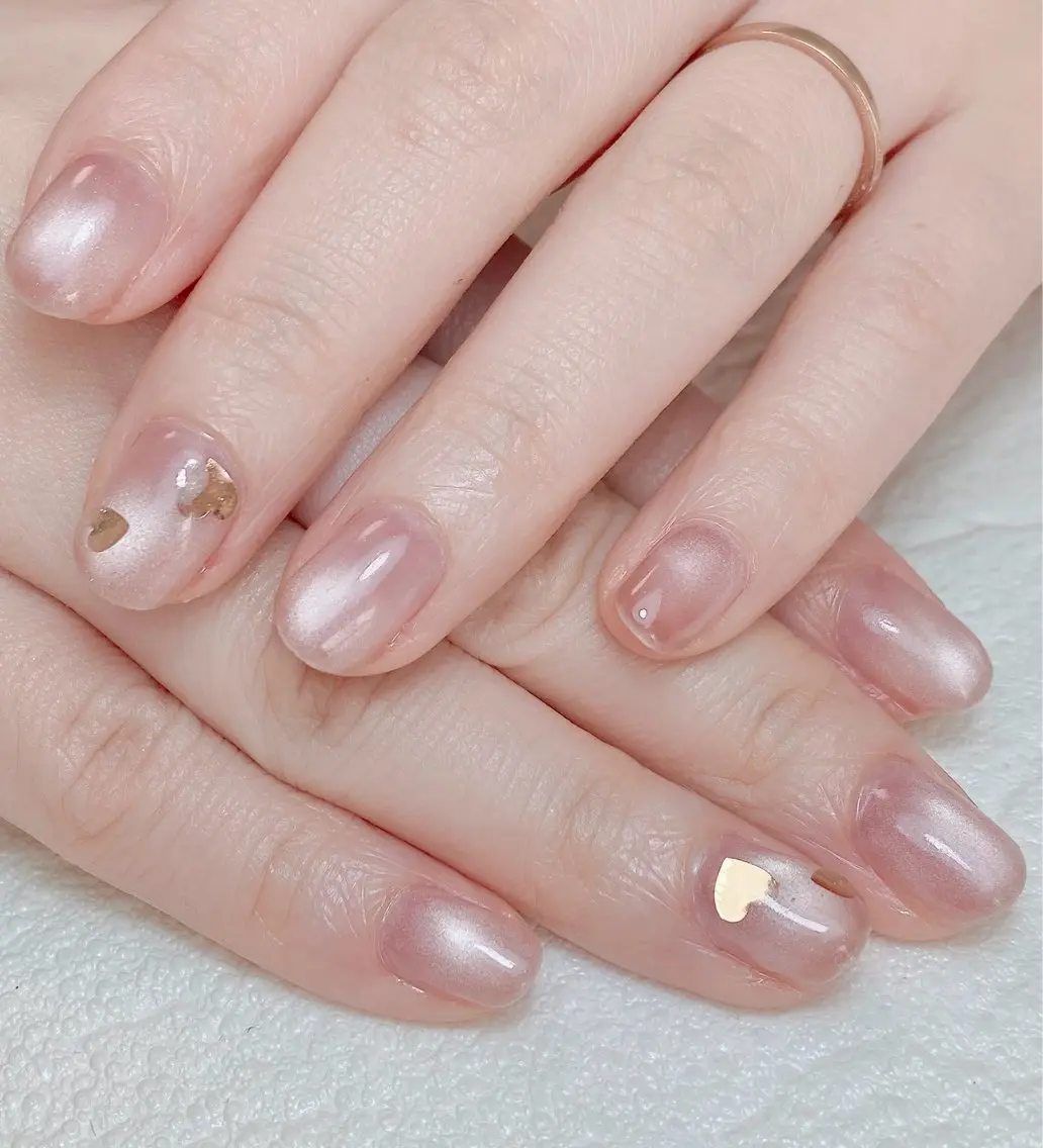 ネイル ハート マグネットネイル ピンク バレンタイン ハンドネイル Nail Salon K 🧸美爪育成のネイルデザイン