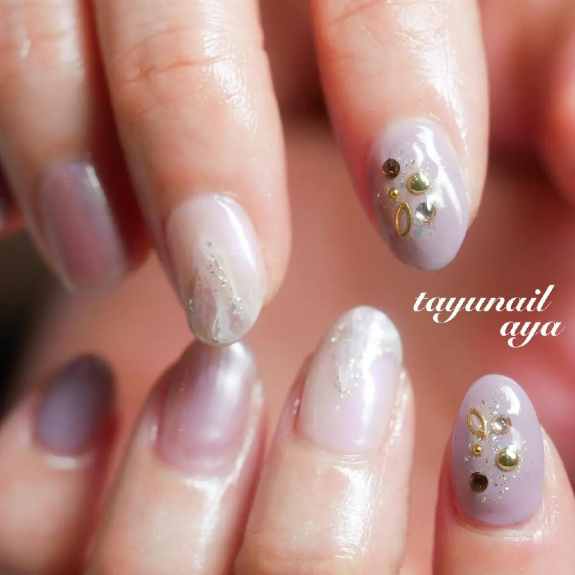 ネイル アートネイル ブルー ジェルネイル キラキラネイル ニュアンスネイル ネイルサロン 【たゆnail】のネイルデザイン