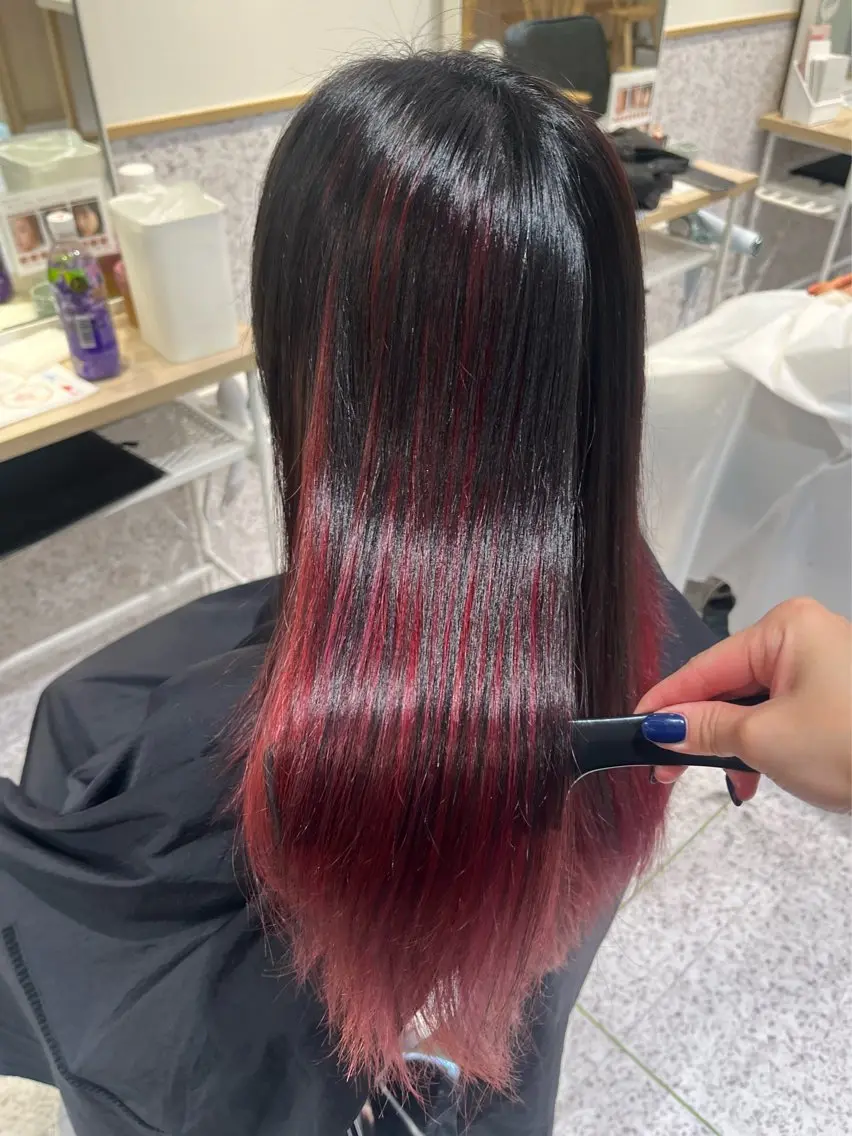 ロング カラー ブリーチ デザインカラー ダブルカラー ハイトーンカラー ブリーチなしカラー ヘアカラー トリートメント 髪質改善&艶カラー/ ほんだあみ (♡)のヘアスタイル
