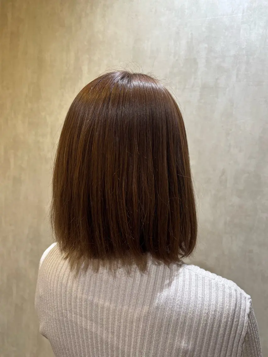ミディアム ボブ カット ヘアカラー トリートメント レイヤー/髪質改善 山口 恋のヘアスタイル