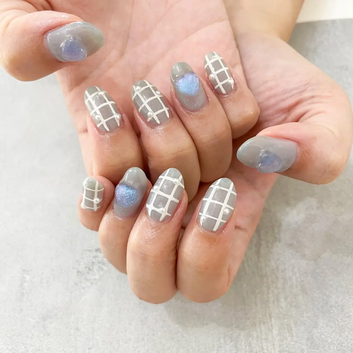 ネイル ハンドネイル ゴテゴテ💙ワンホン リオナのネイルデザイン
