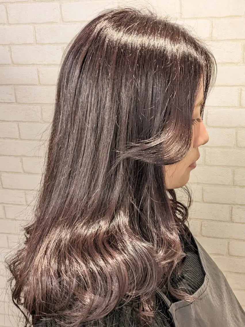セミロング カラー ピンクカラー カット パーマ トリートメント 根岸 進のヘアスタイル