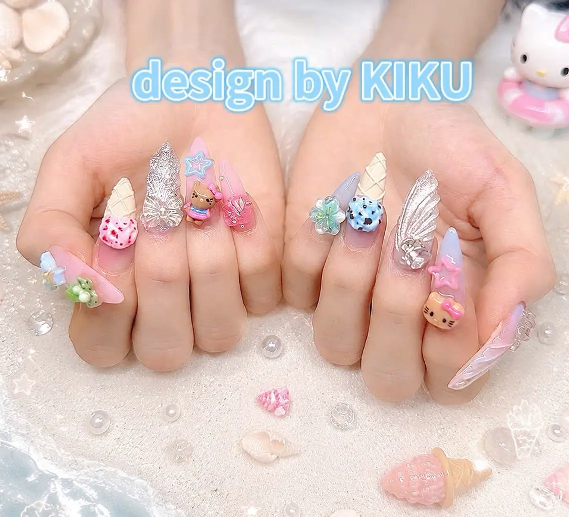 ネイル アートネイル オーロラネイル クリアネイル 長さ出し フレンチネイル ハンドネイル HOT Nail Salonのネイルデザイン