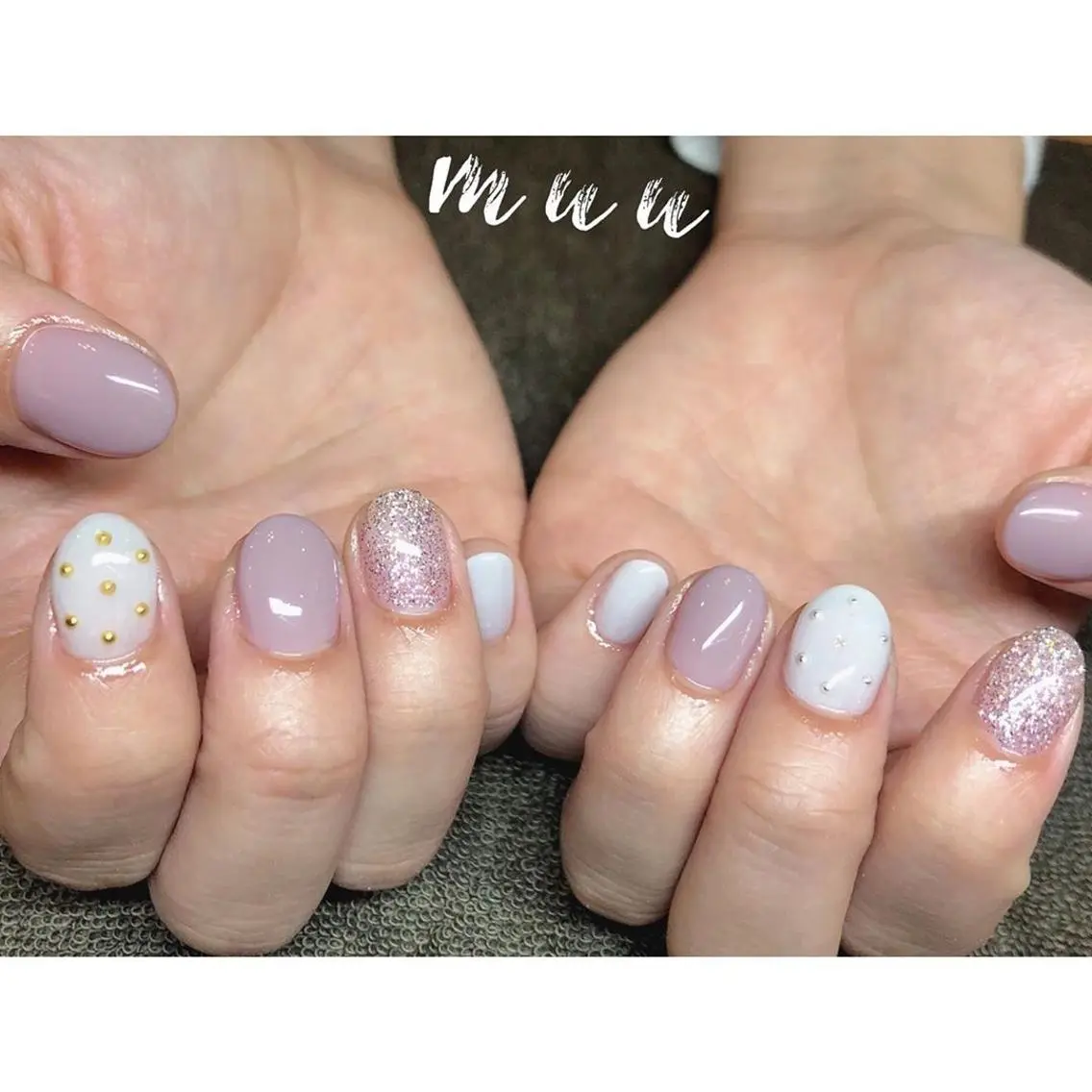 ネイル ワンカラーネイル ストーンネイル muu nailのネイルデザイン