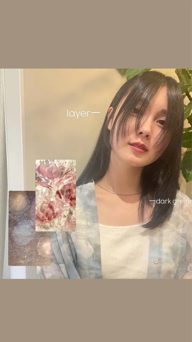 セミロング 顔まわりレイヤー レイヤーカット カット トリートメント ヘッドスパ akari 🌼透明感カラーのヘアスタイル