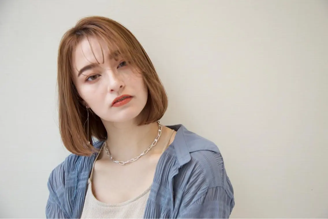 ショート カット パーマ 小顔レイヤー/ ベージュ🤍Rieのヘアスタイル