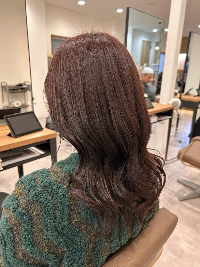 セミロング ピンクブラウン ヘアカラー トリートメント ボブ/暖色カラー 🎧 kei 🎀のヘアスタイル