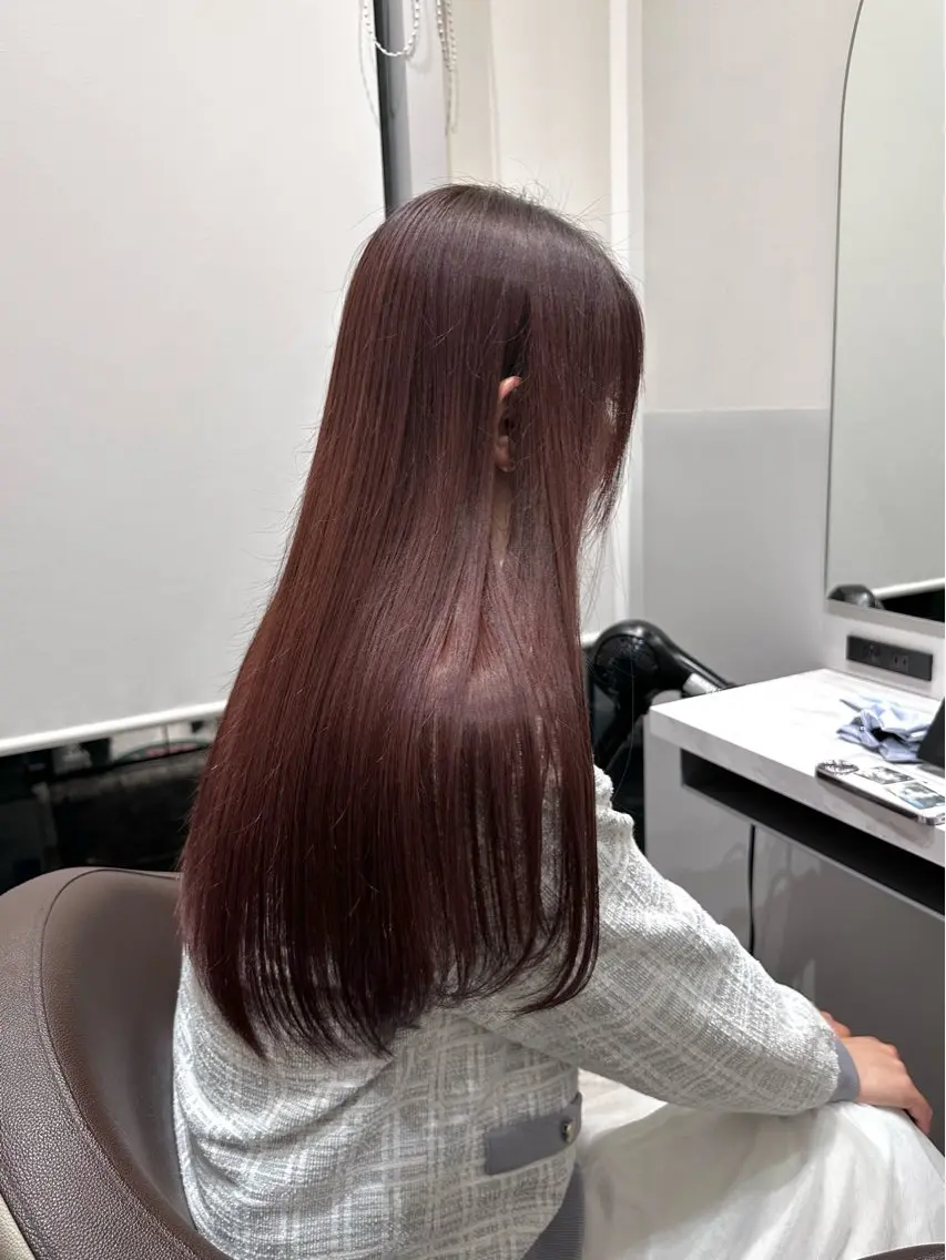 ロング カラー ブリーチ ラベンダーカラー ブリーチなしカラー ピンクカラー ピンクラベンダー ヘアカラー トリートメント 矢野 晃平のヘアスタイル