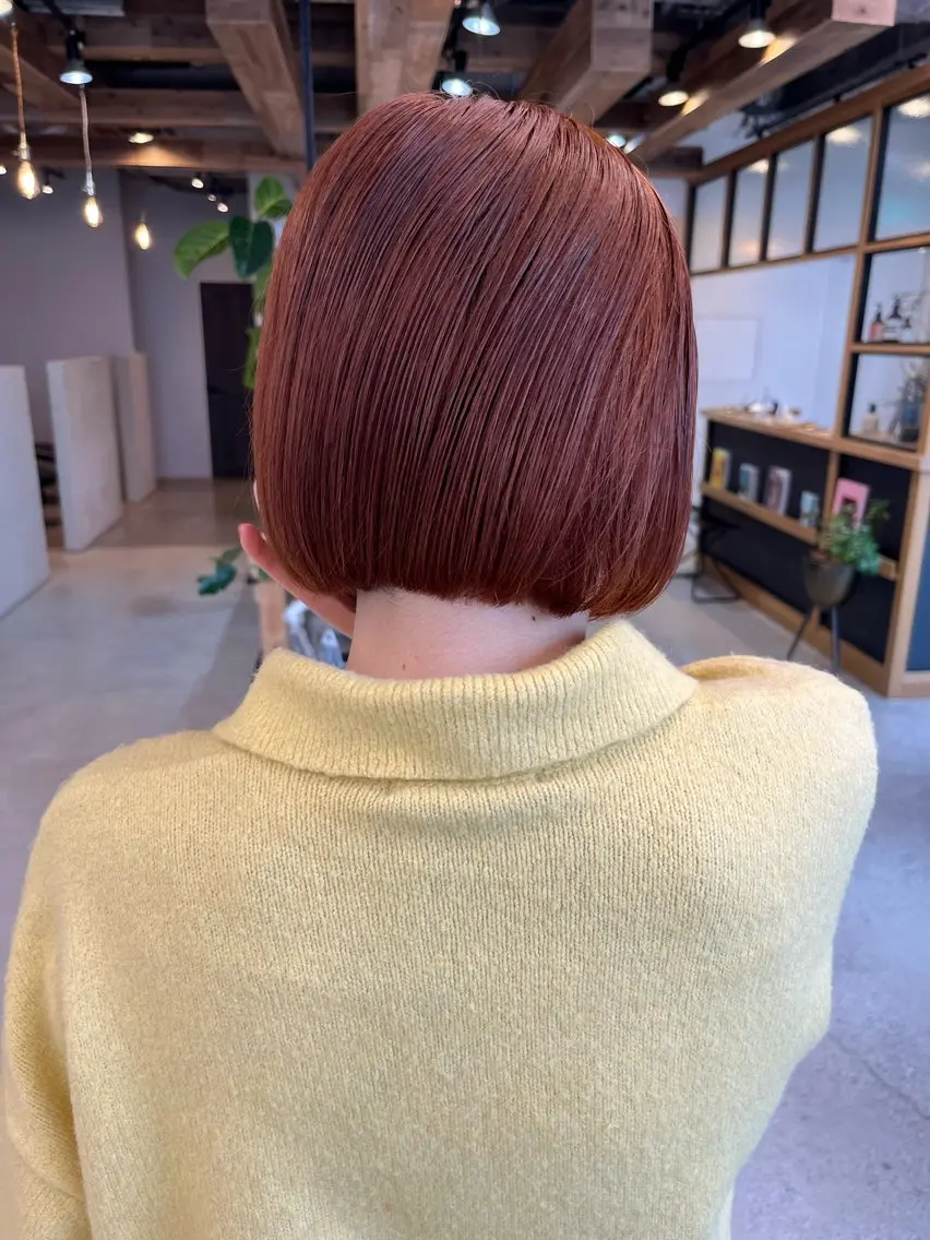 カラー ブリーチ ブラウンカラー ダブルカラー ブリーチなしカラー オレンジ 無料カットモデル募集 ／ueno aiのヘアスタイル