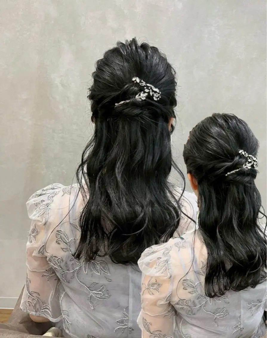 【✨抜け感ハーフアップ✨】特別な日のヘアセット🤍🕊️早朝予約相談🆗の写真