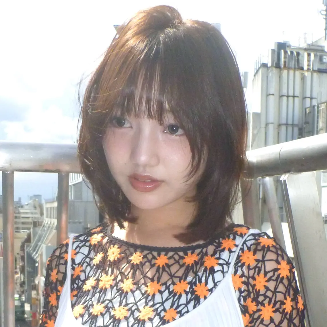 セミロング カラー セミロングパーマ 黒髪 パーマ 縮毛矯正 momo もものヘアスタイル