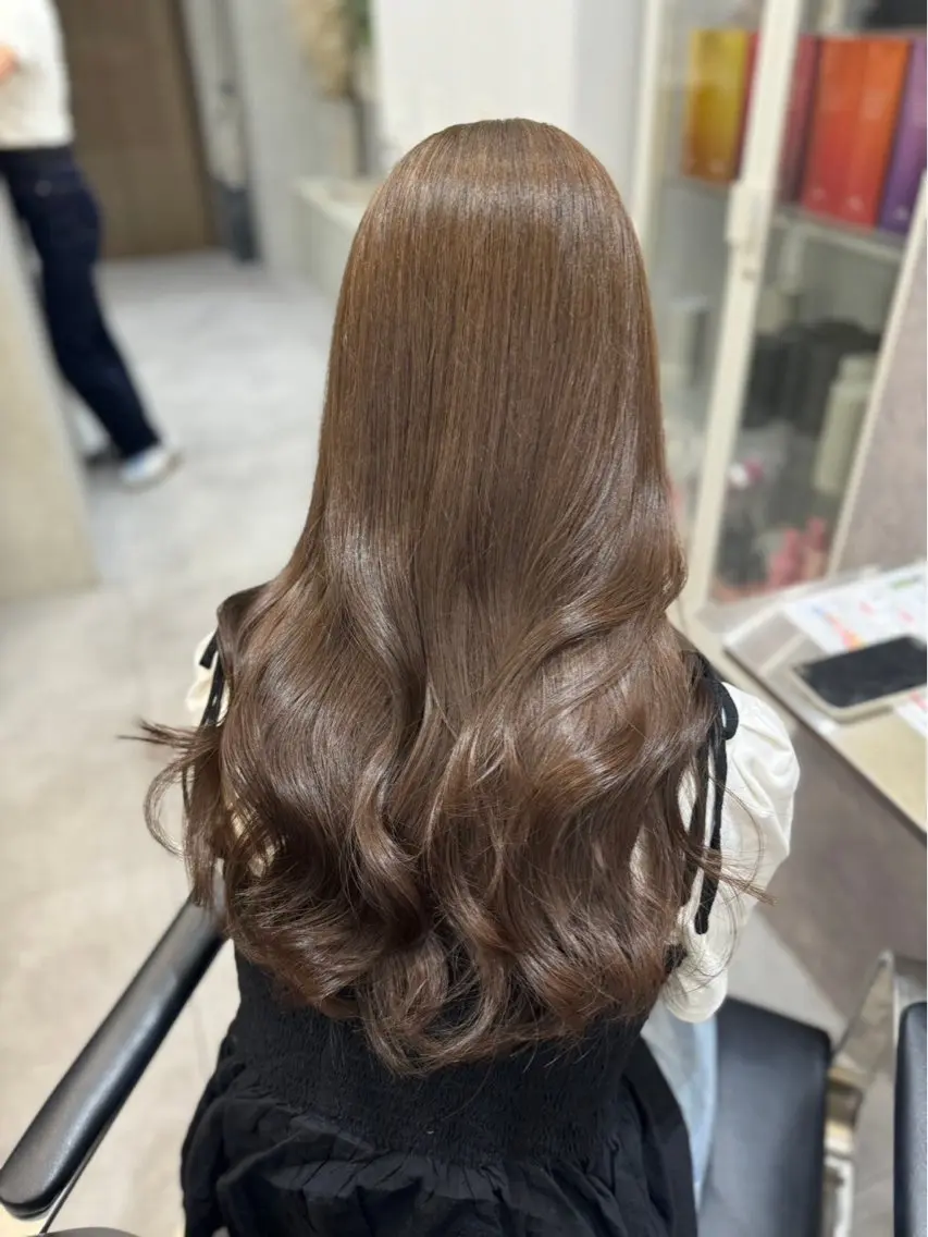 ロング カラー ブリーチ 透明感カラー ダブルカラー グレージュ ブリーチなしカラー 髪質改善/縮毛矯正/ 艶カラー/上野優斗のヘアスタイル