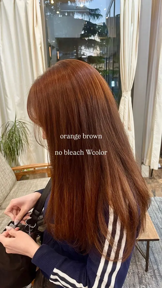 カラー ブリーチ ブラウンカラー ダブルカラー ブリーチなしカラー オレンジ ブリーチ◎／ 銀座／秋葉香乃のヘアスタイル