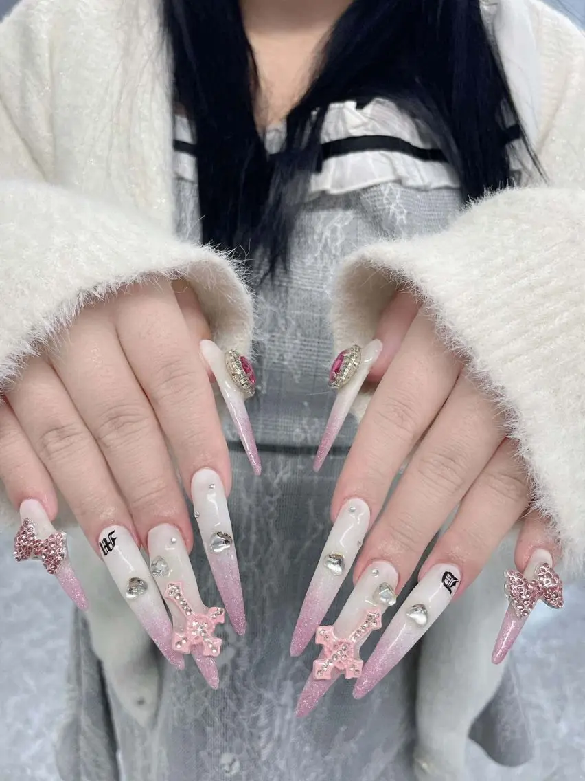 🎀EXTRA LONG 3XLチップ長さ出し10本・アートやり&パーツ付け放題の写真