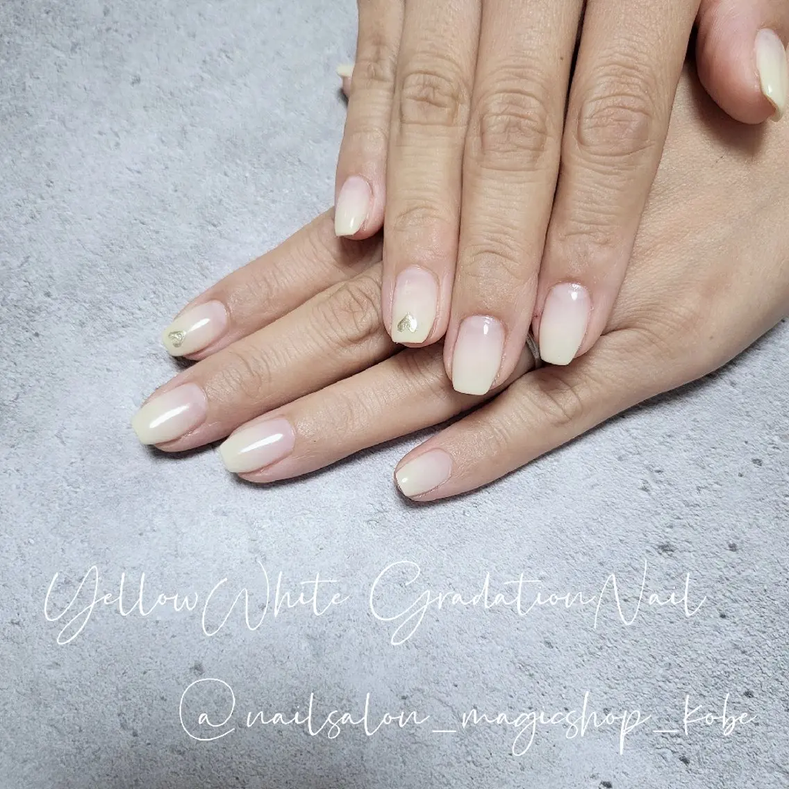 ネイル ジェルネイル ゴールド グラデーション ハート ソフトジェル ハンドネイル Nailsalon MagicShopのネイルデザイン