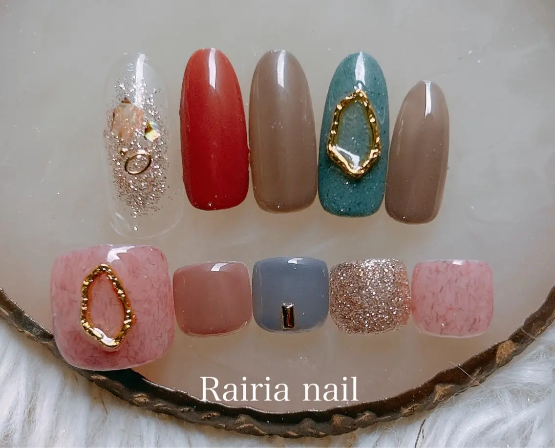 ネイル アートネイル ジェルネイル 持ち込み ニュアンスネイル パラジェル Rairia nail本八幡店のネイルデザイン