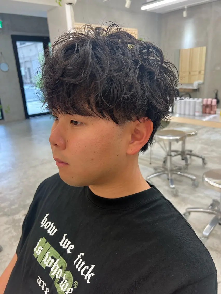 ショート パーマ メンズ カット パーマ 曲がる縮毛矯正 バレイヤージュ森田のヘアスタイル