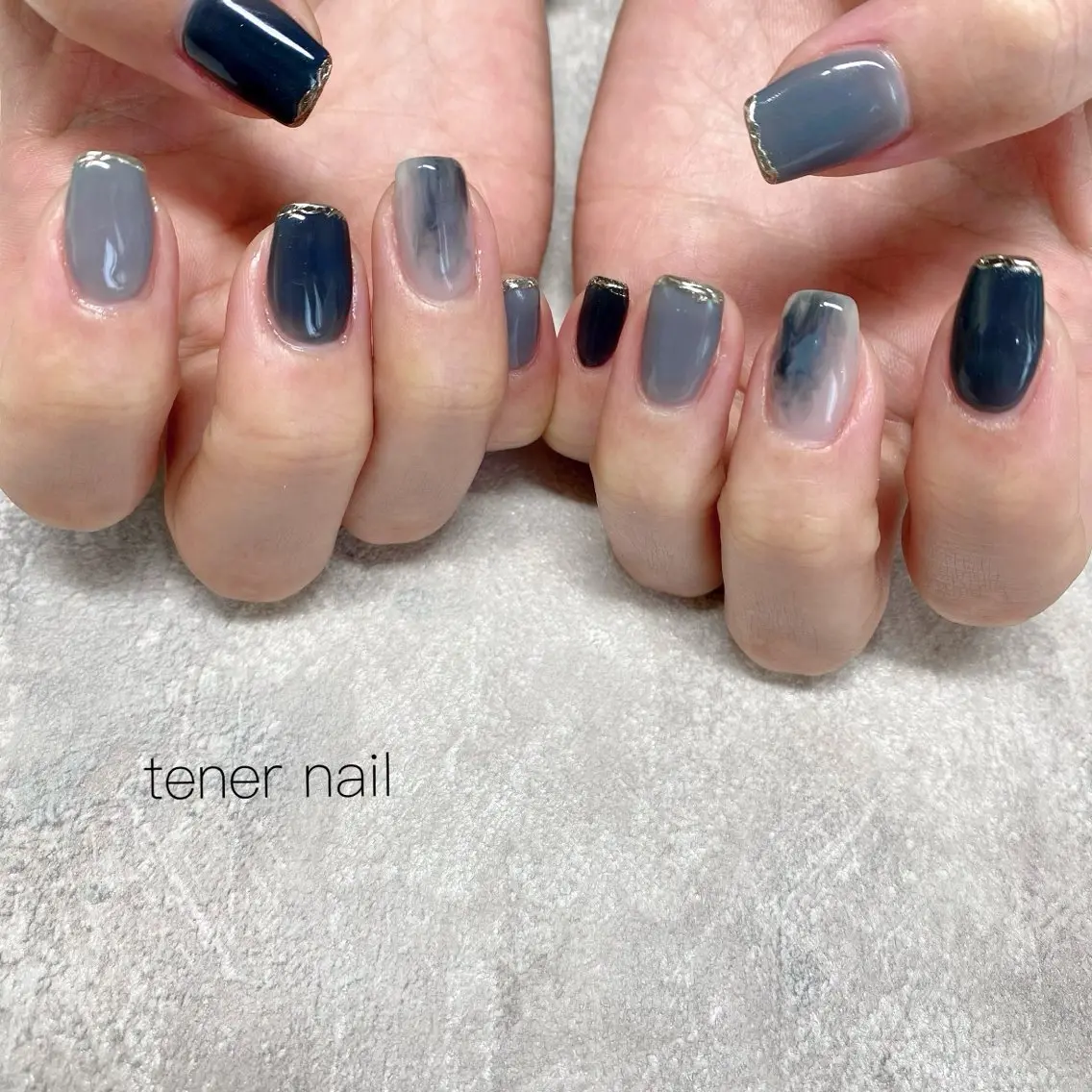 ネイル ブルー ニュアンスネイル ハンドネイル テネルネイル tener nailのネイルデザイン