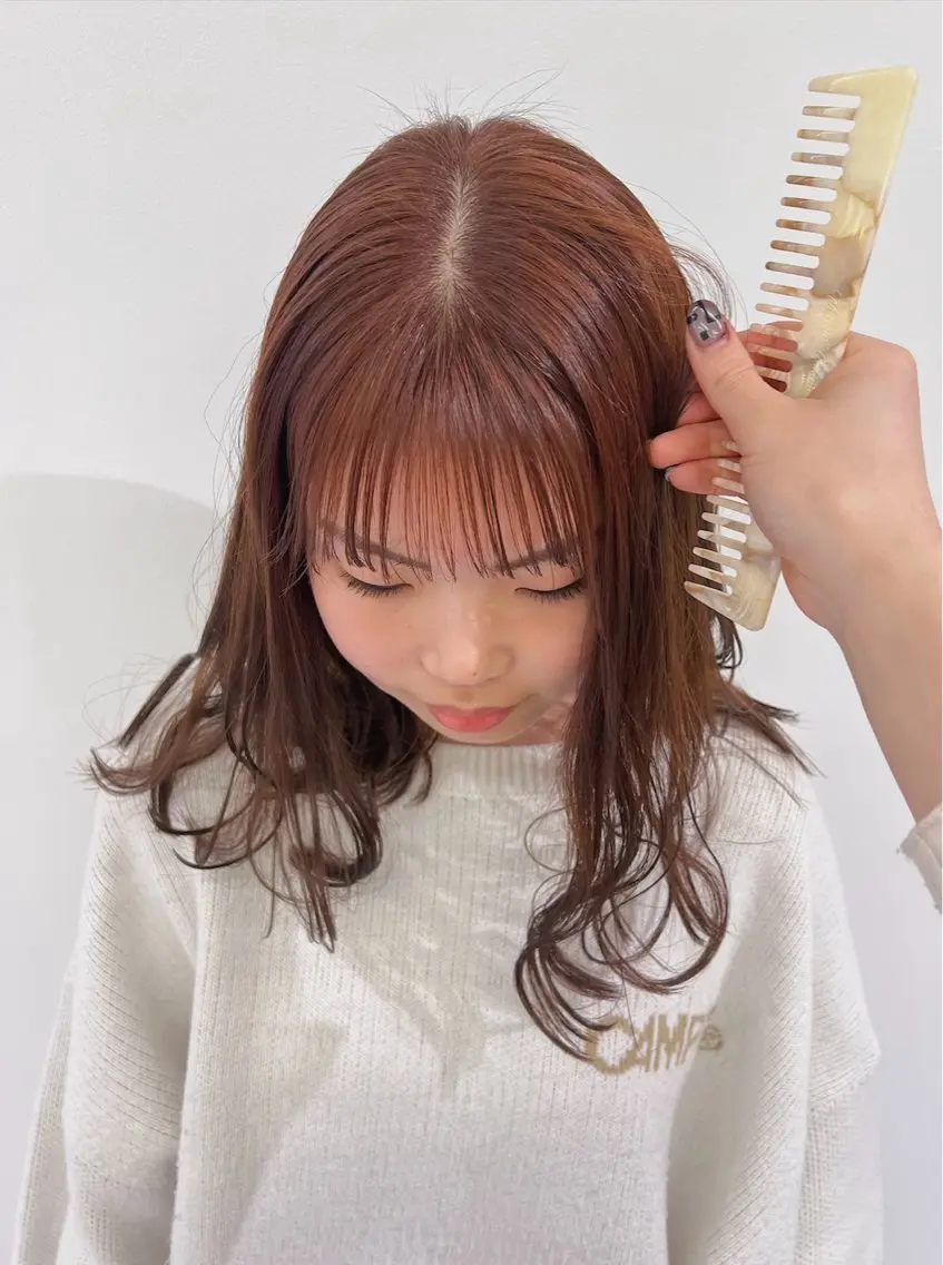 ミディアム カラー ブラウンカラー オレンジ オレンジブラウン ヘアカラー トリートメント cher. naoのヘアスタイル