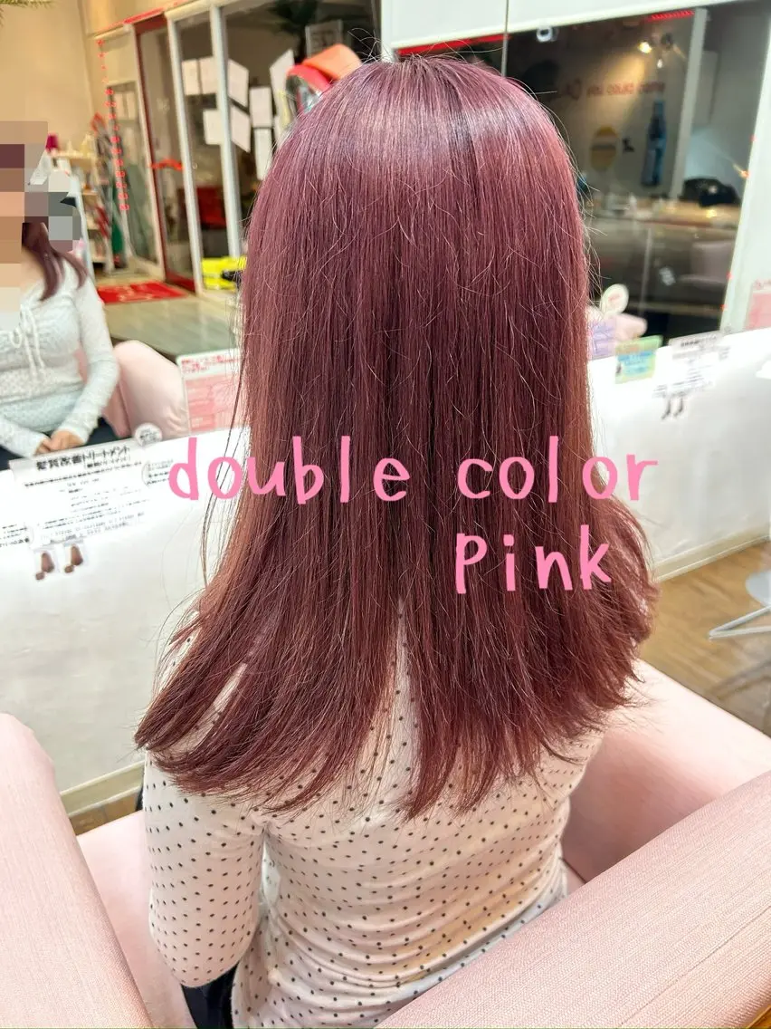 セミロング カラー ダブルカラー ピンクカラー ヘアカラー GLAD 萩原のヘアスタイル
