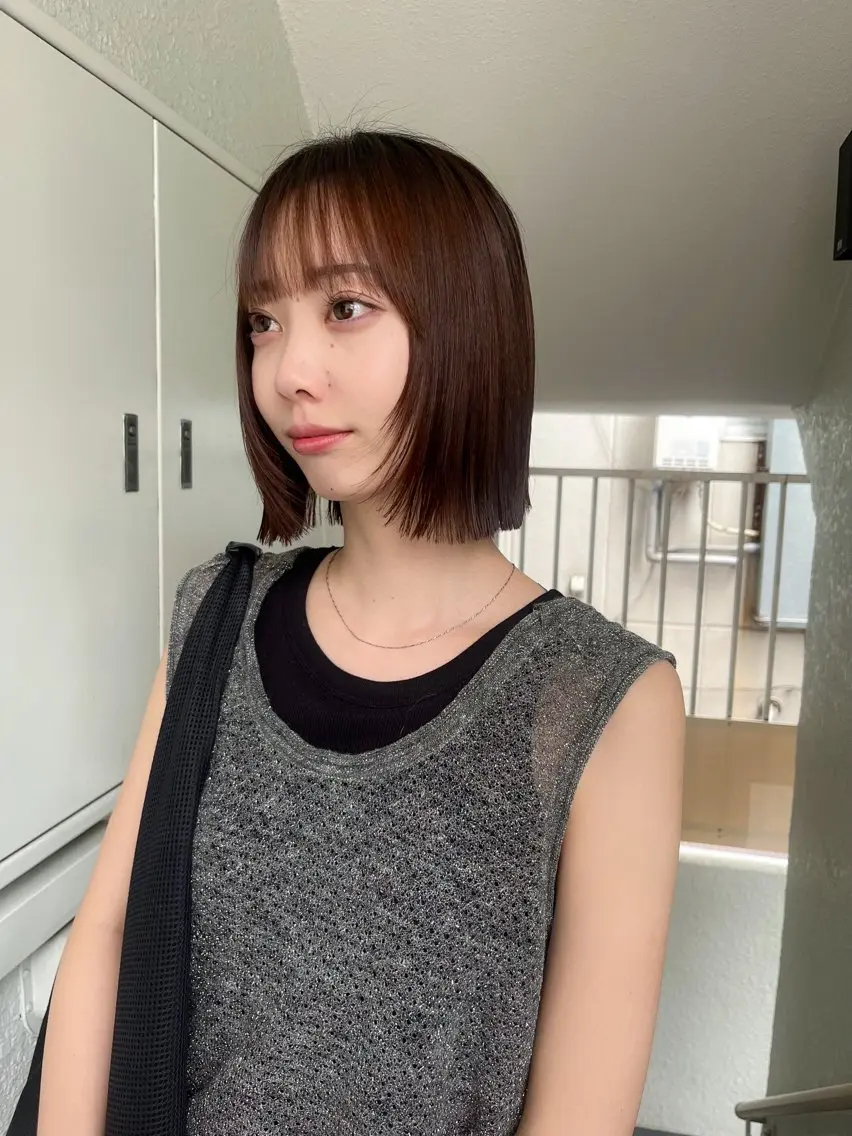 ショート カラー レイヤーカット🍏 オリーブ/ののかのヘアスタイル