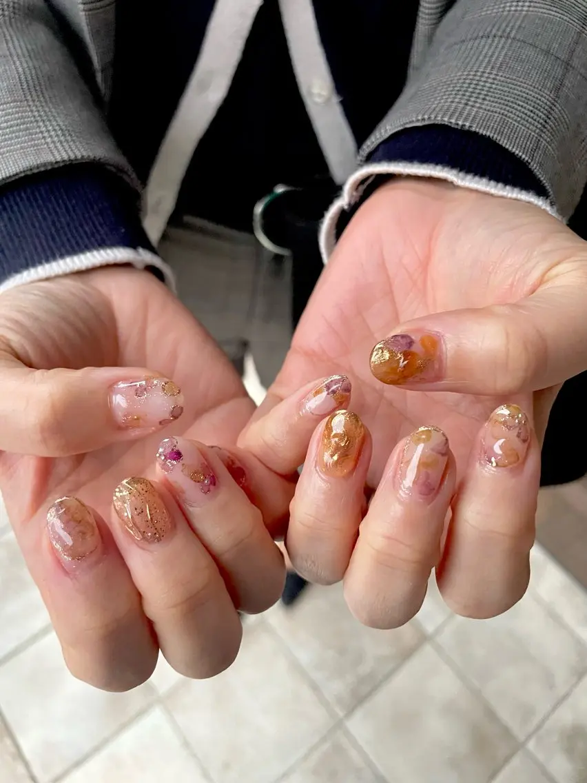 ネイル ジェルネイル パラジェル ハンドネイル 甲斐市自宅サロン 🧸prunelleのネイルデザイン