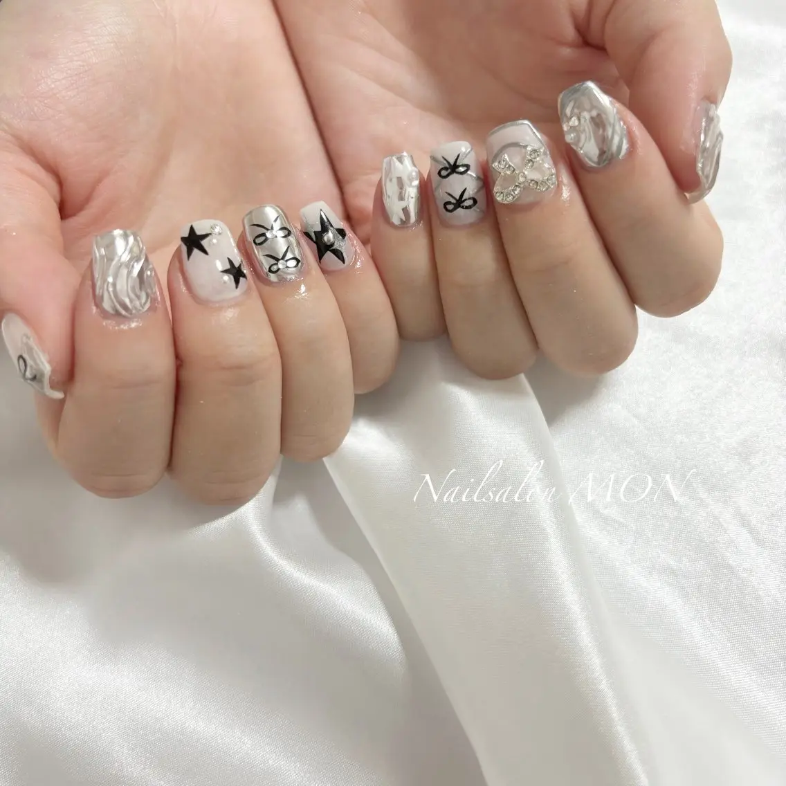 ネイル ストーンネイル ハンドネイル Nailsalon MONのネイルデザイン