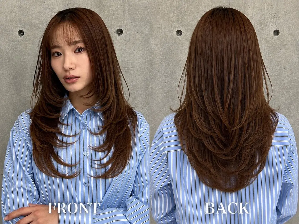 ロング カラー カット ヘアカラー トリートメント 🍒ハイレイヤー🍒 海外ヘア🍒Momoのヘアスタイル