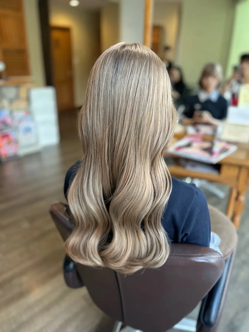 ロング カラー グレージュ ピンクカラー カット ヘアカラー 井上 花音のヘアスタイル